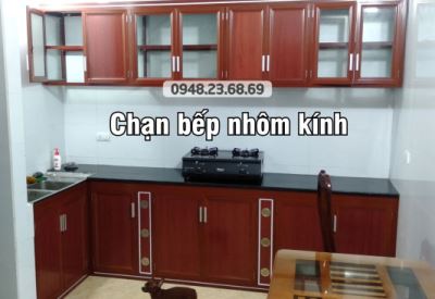 Chạn bếp nhôm màu vân gỗ Khách hàng 389 Trần Nguyên Hãn, Hải Phòng
