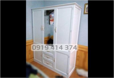 Tủ quần áo nhôm kính 3 buồng màu trắng, Anh Trung - Kỳ Đồng, Hải Phòng