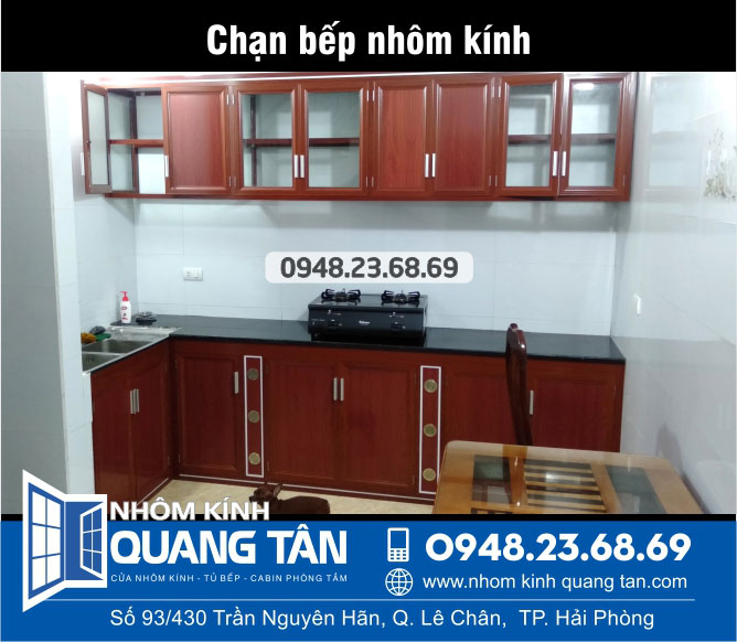 Chạn bếp nhôm màu vân gỗ Khách hàng 389 Trần Nguyên Hãn, Hải Phòng - Ảnh 2