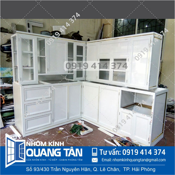 Tủ bếp nhôm kính nhà chị Trang, đường Quang Trung, Hải Phòng - Ảnh 2