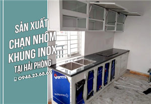 Chạn bếp nhôm màu trắng khung Inox khách hàng Vân Anh